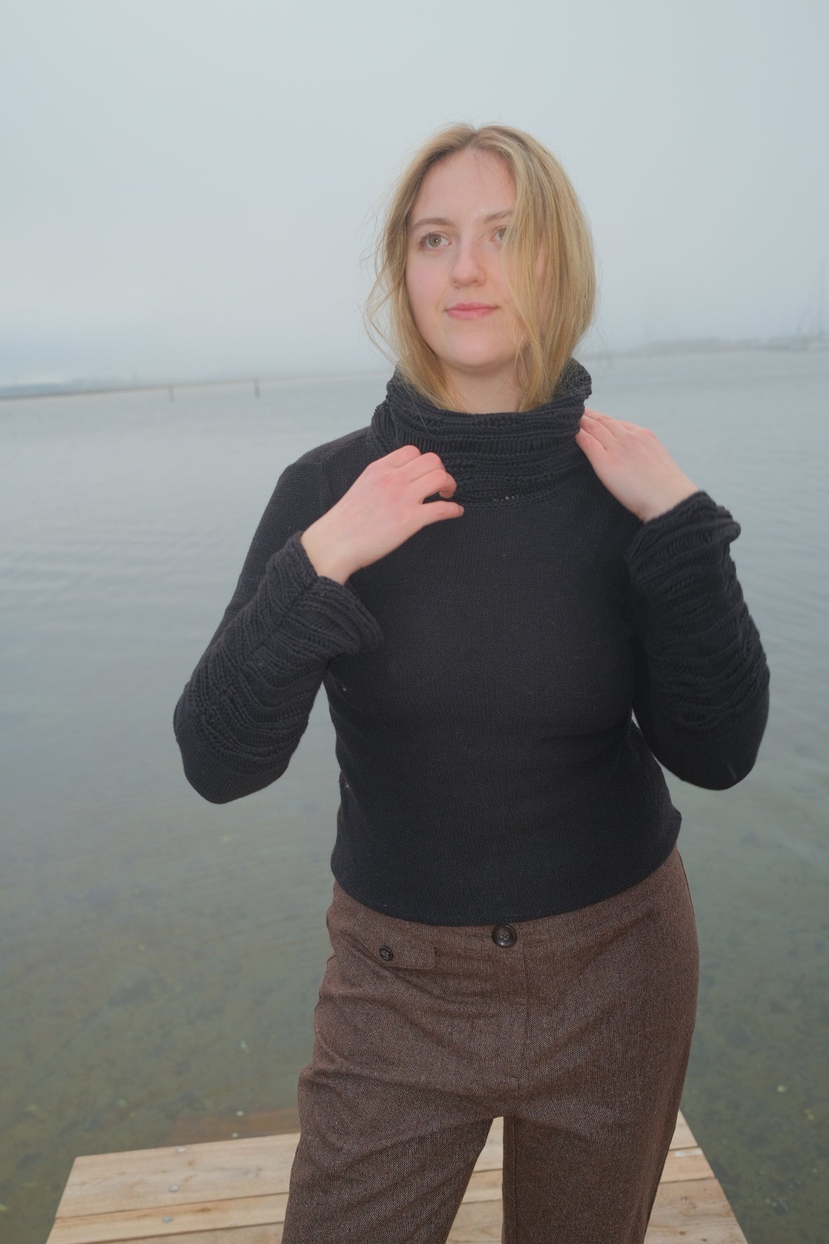 Black turtleneck sweater