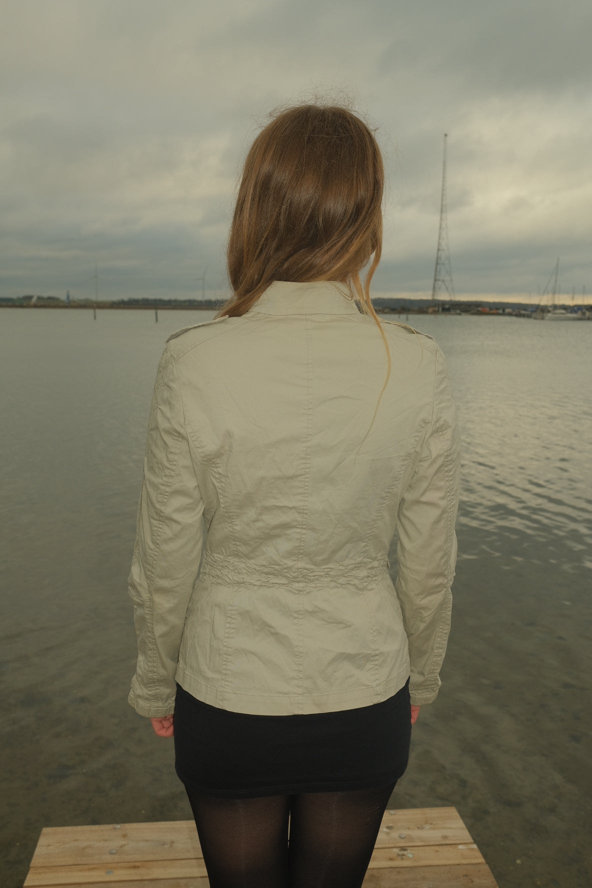 Cream blazer with ruched details