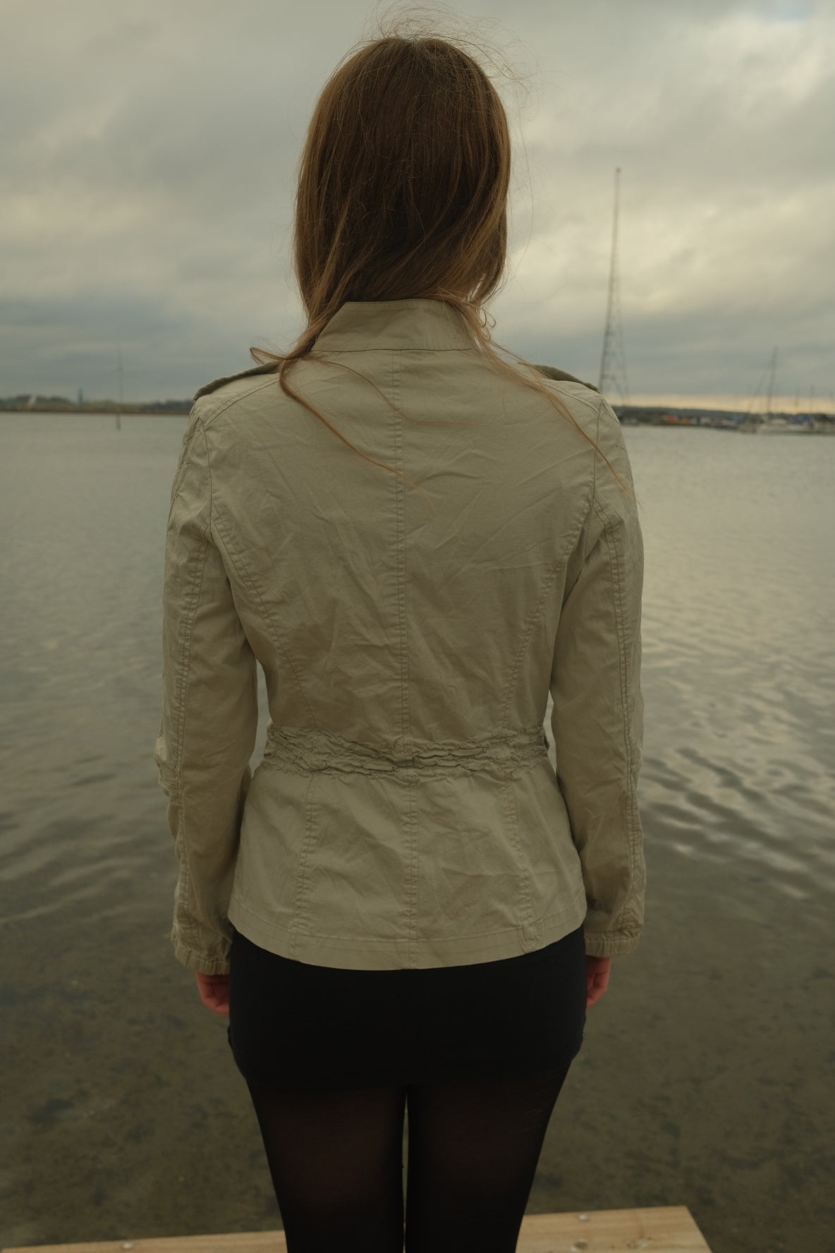 Cream blazer with ruched details