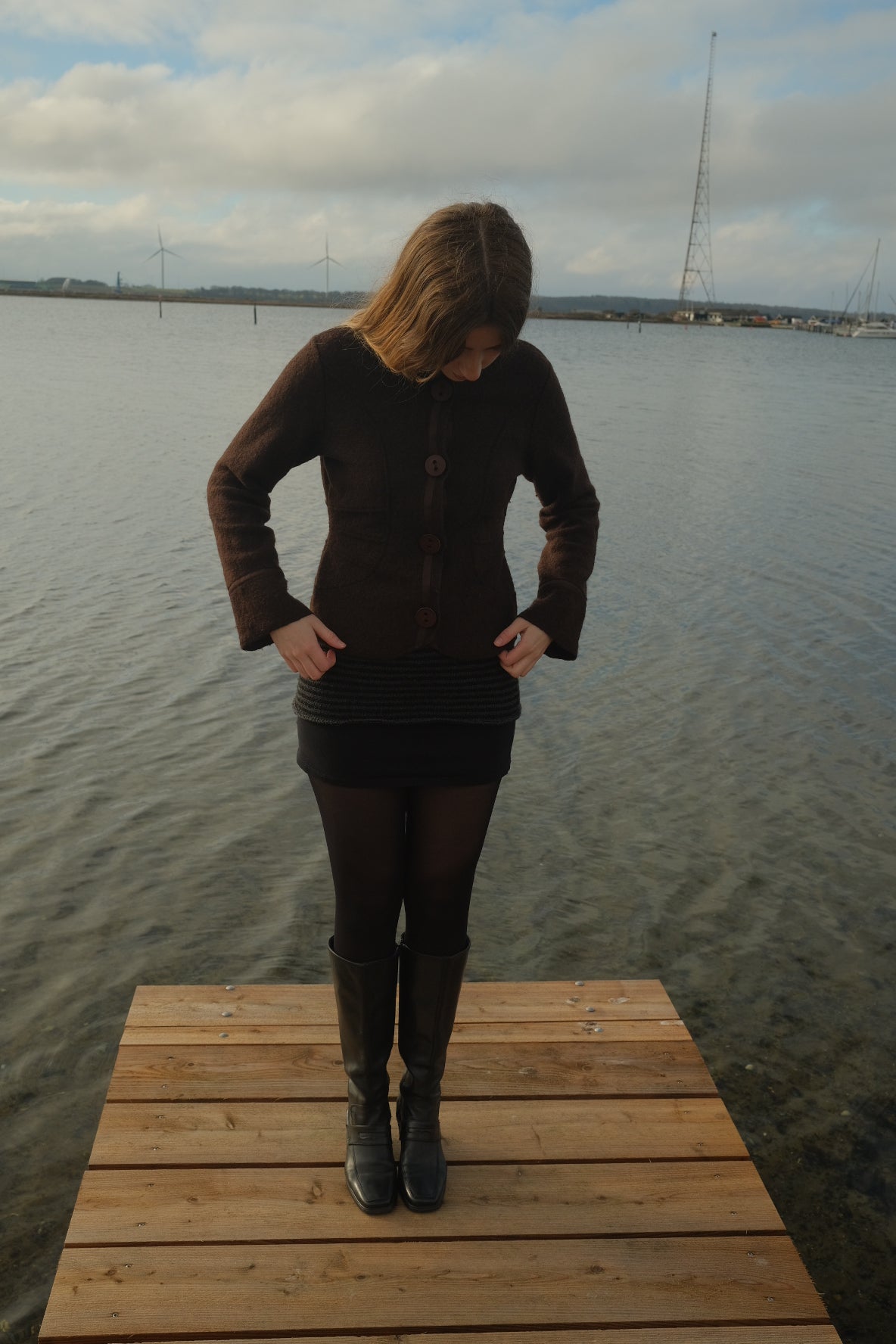 Brown wool blazer with large buttons