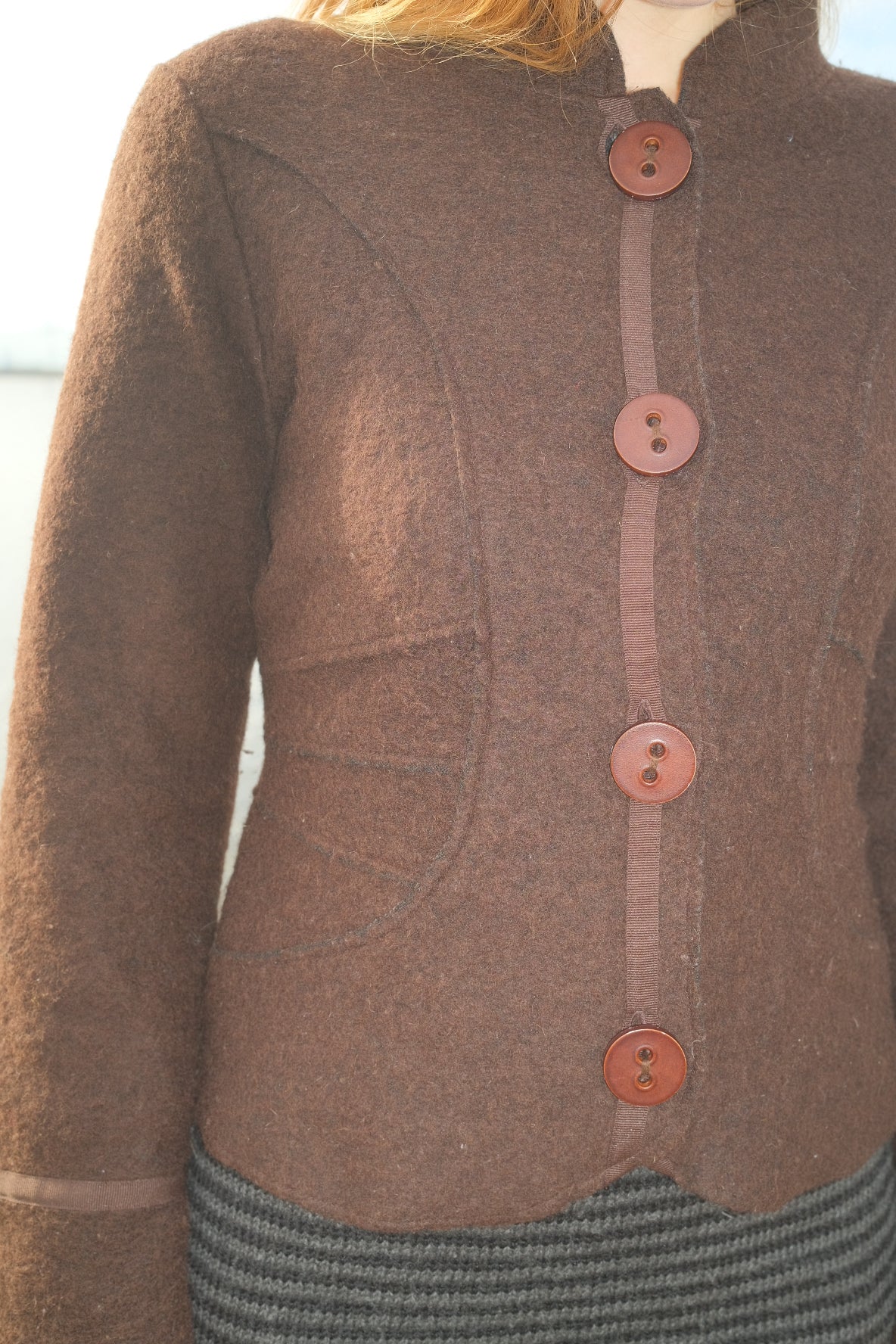 Brown wool blazer with large buttons