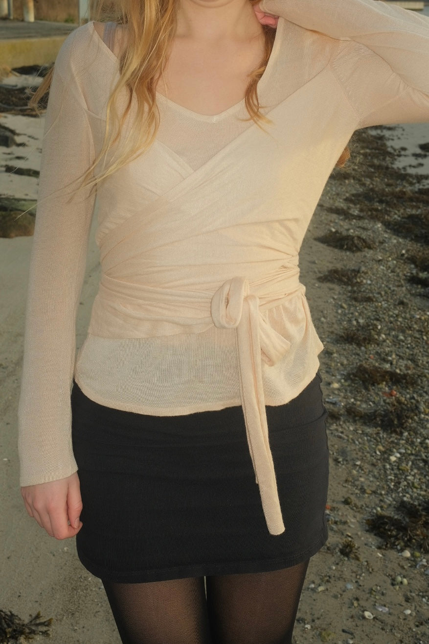 Pink blouse with tie detail