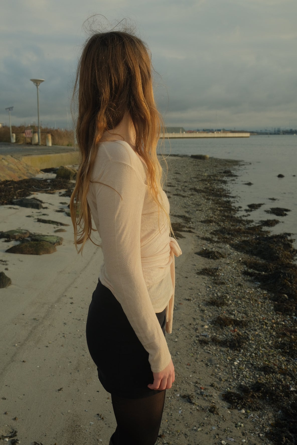 Pink blouse with tie detail