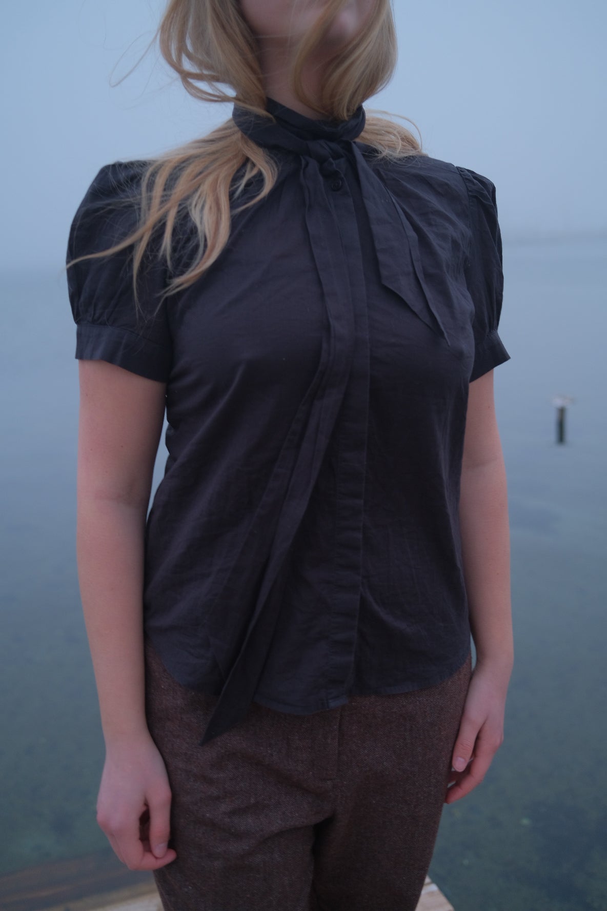Black shirt with ribbon