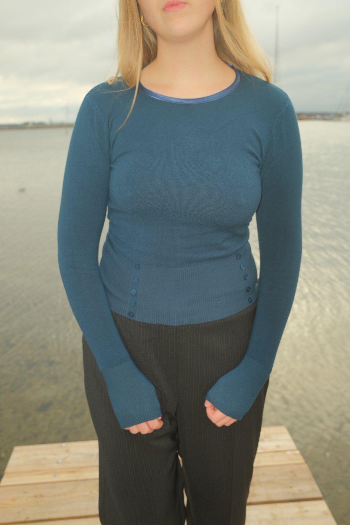 Blue blouse with button details