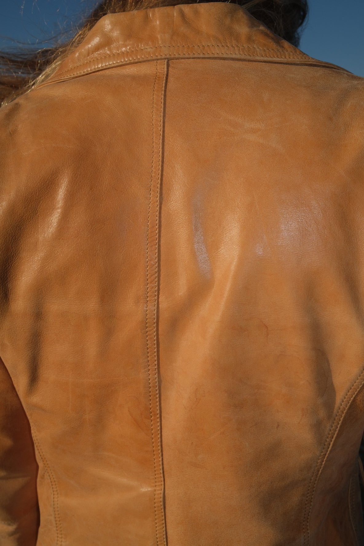 Cognac brown leather blazer