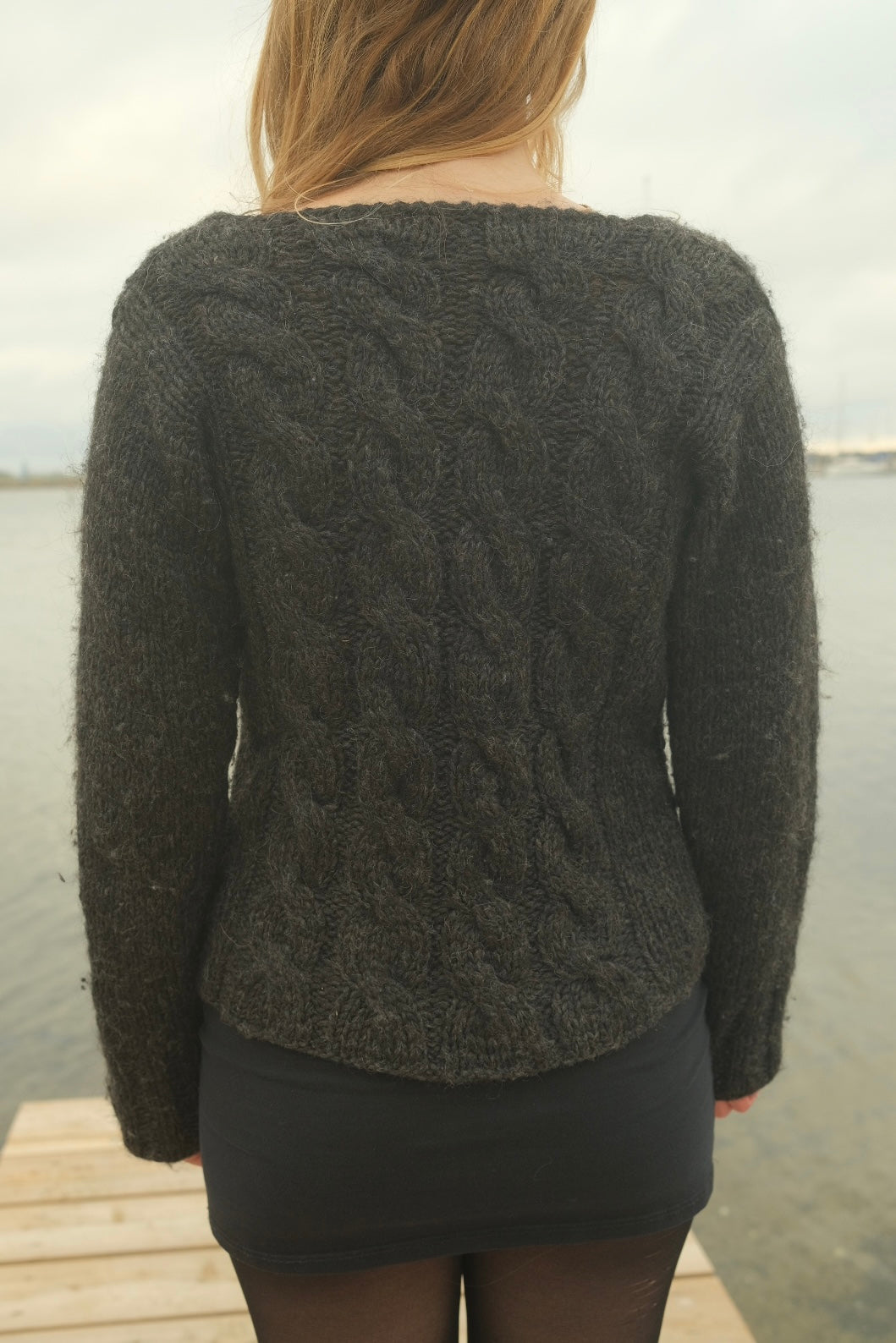 Grey cable knit with zipper