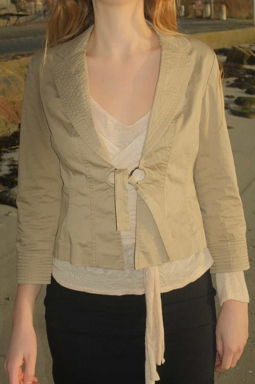 Cream blazer with tie closure