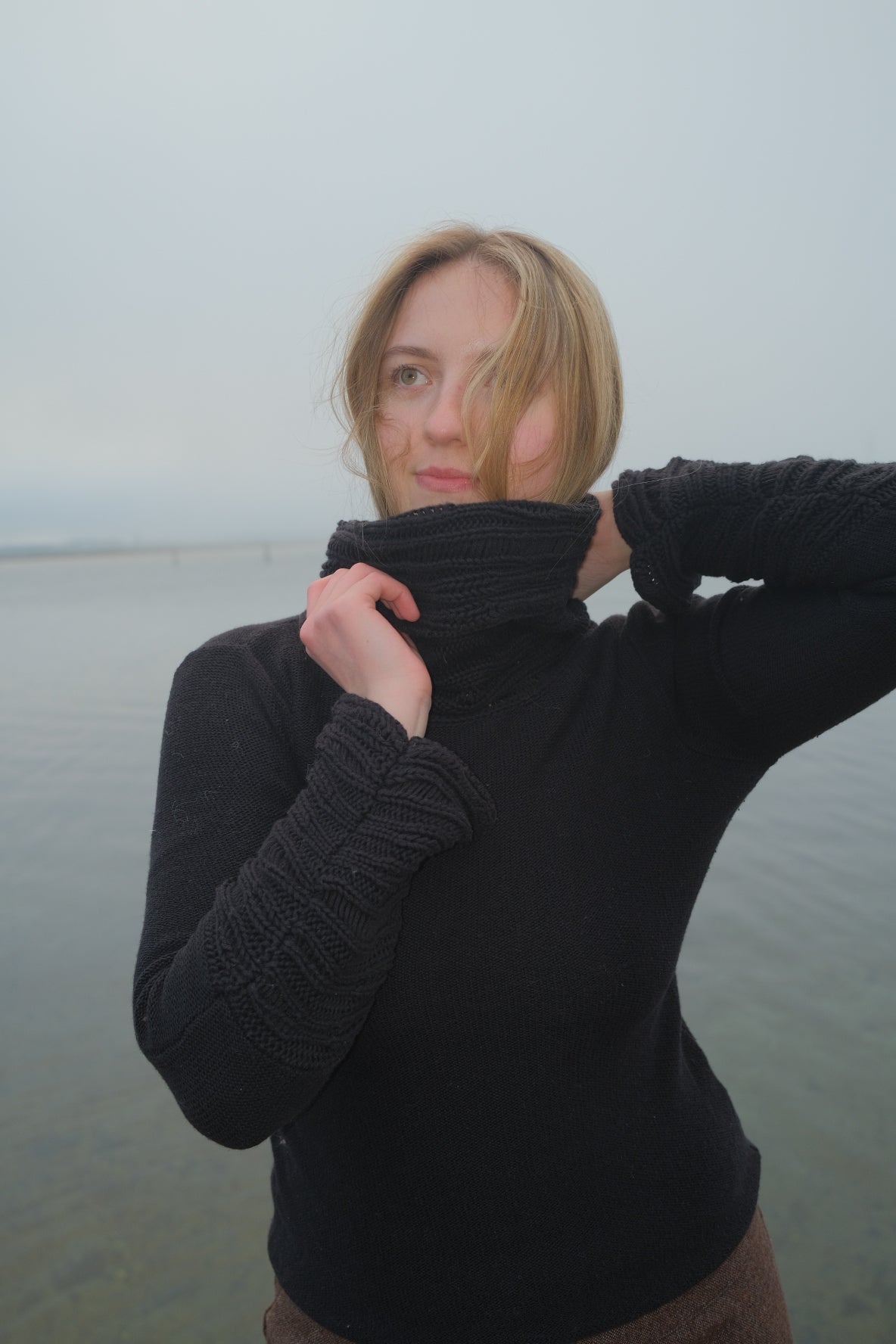 Black turtleneck sweater