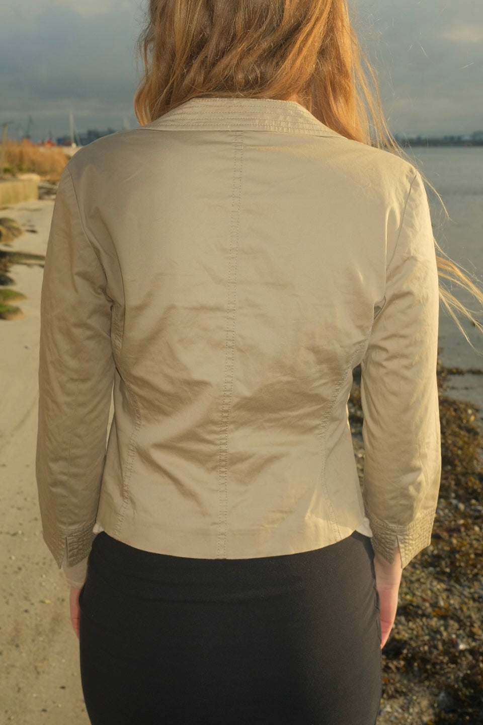 Cream blazer with tie closure