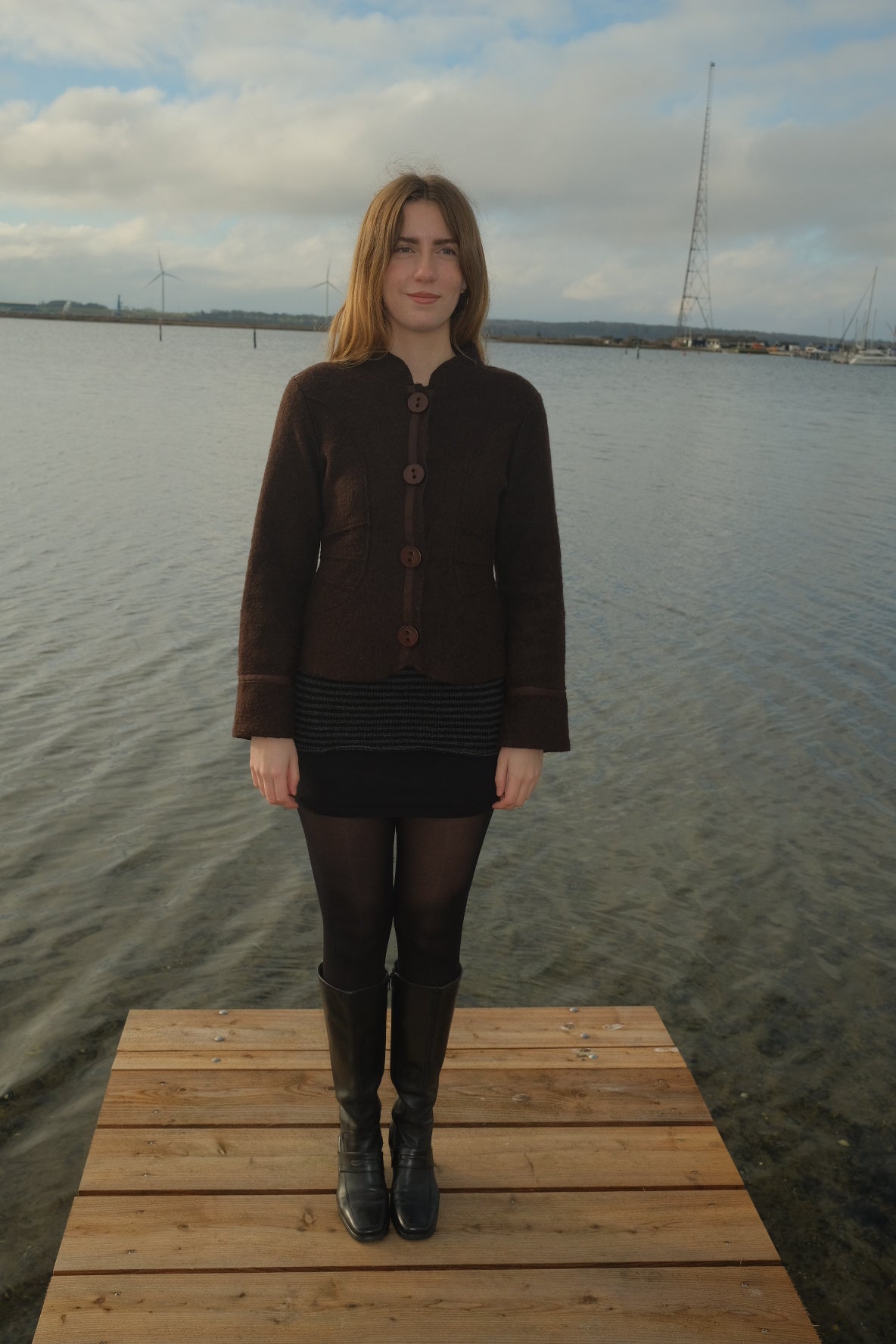 Brown wool blazer with large buttons