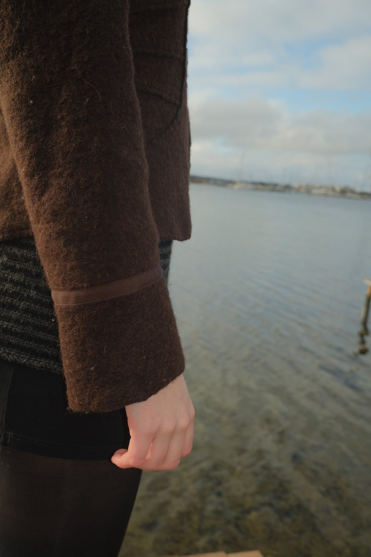 Brown wool blazer with large buttons