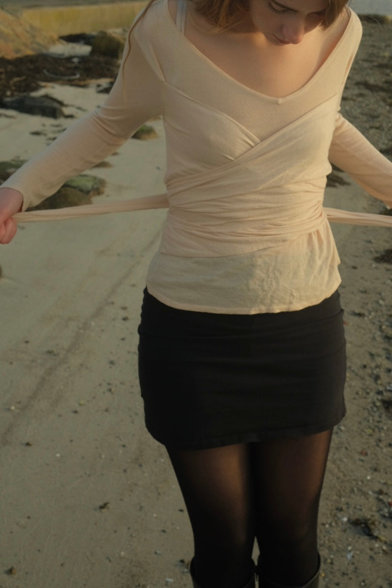 Pink blouse with tie detail