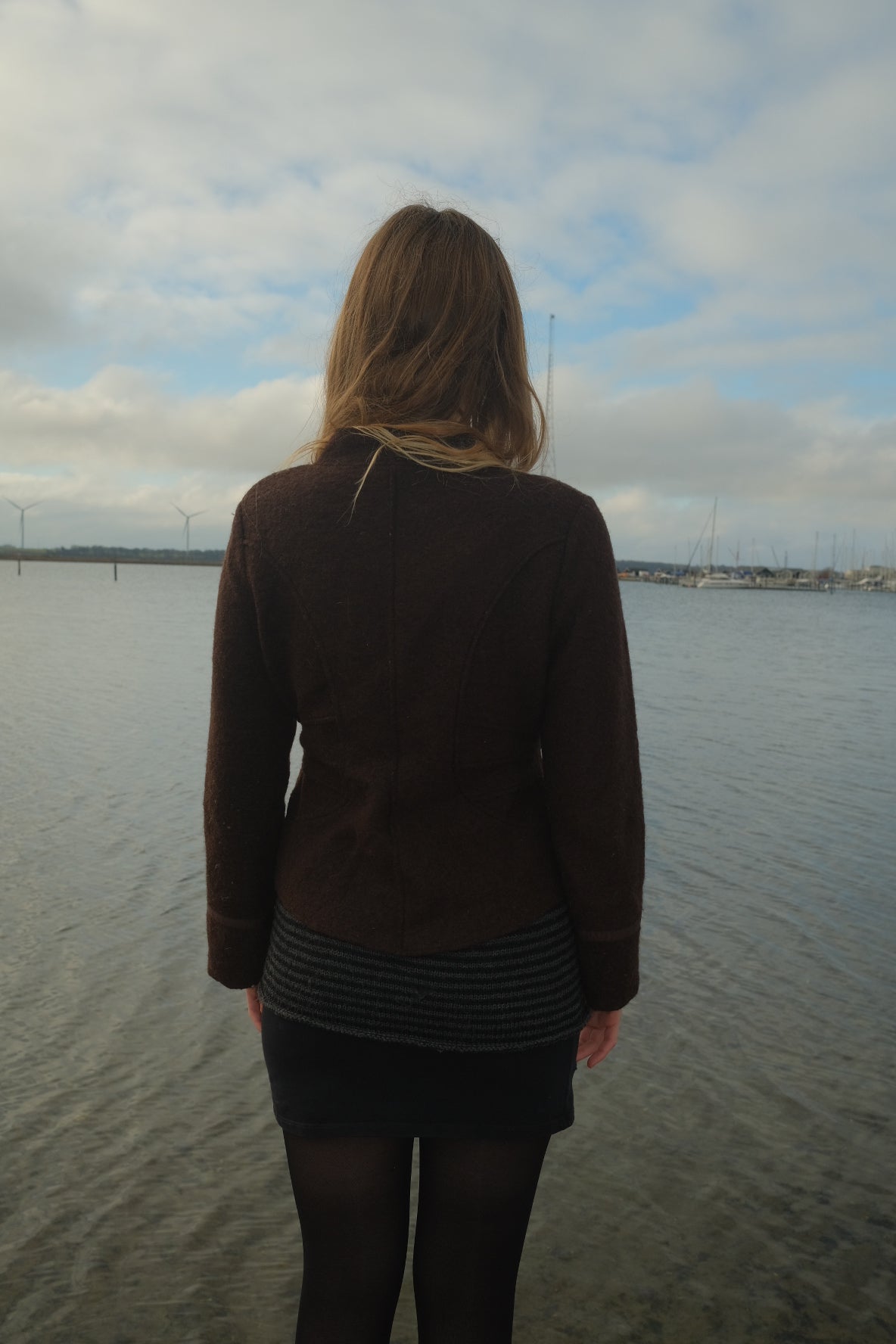 Brown wool blazer with large buttons