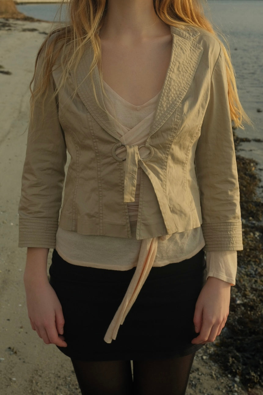 Cream blazer with tie closure
