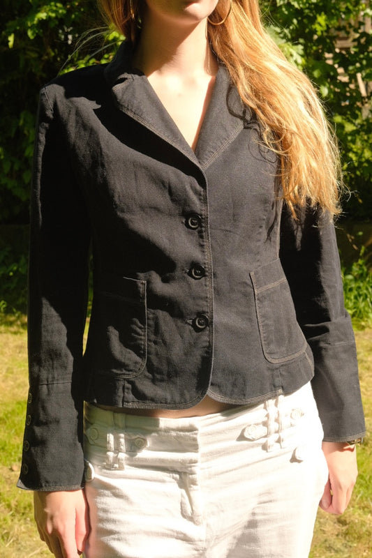 Sort hør-blazer