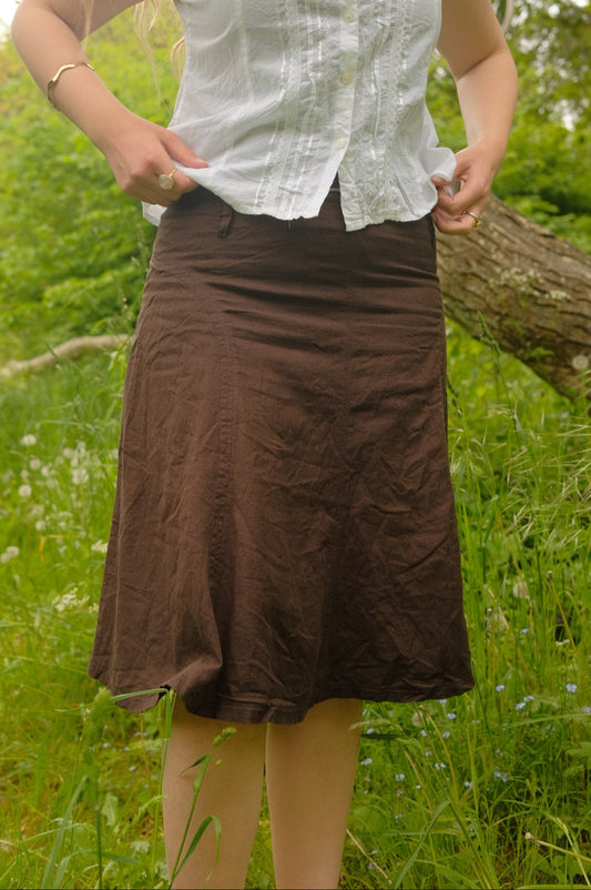 Brun bomuldsnederdel
